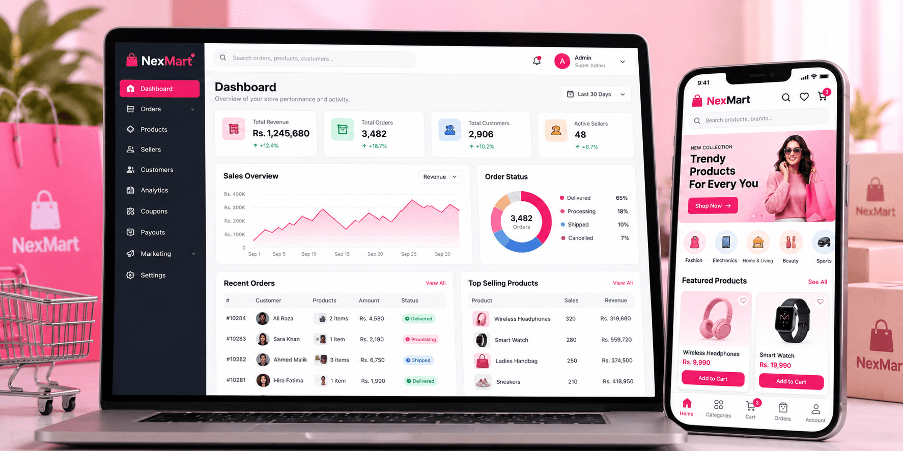 NexMart — Multi-Vendor E-Commerce Platform & Mobile App